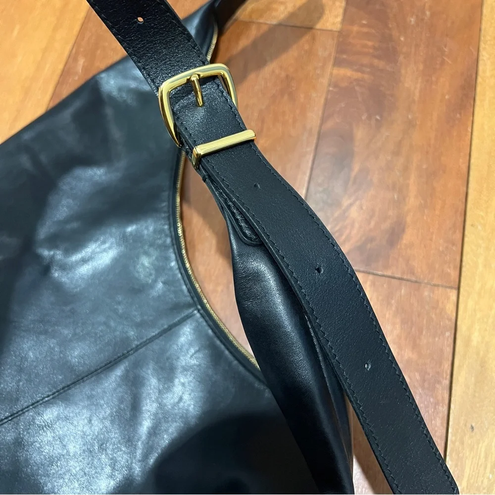 Madewell essential curve black slouch genuine leather sling hobo shoulder bag - Picture 4 of 8